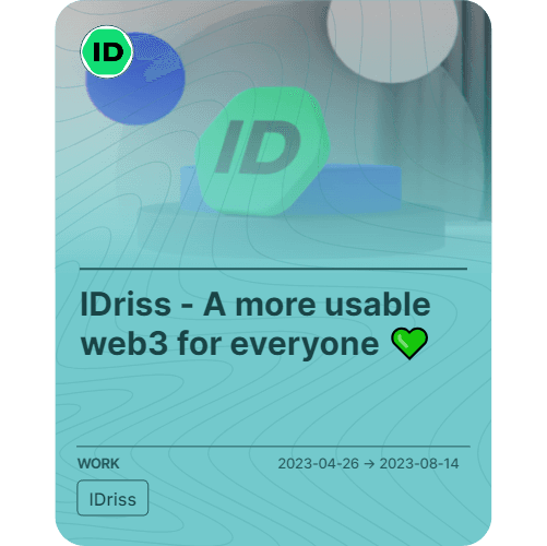 IDriss - A more usable web3 for everyone 💚