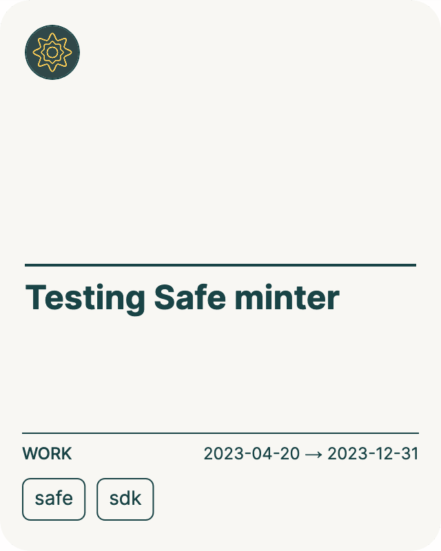 Testing Safe minter