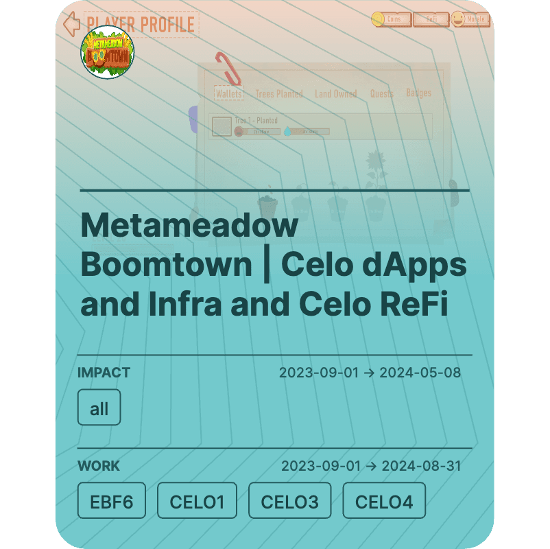 Metameadow Boomtown | Celo dApps and Infra and Celo ReFi