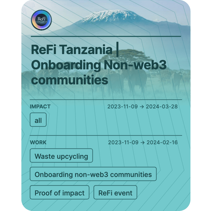 ReFi Tanzania | Onboarding Non-web3 communities